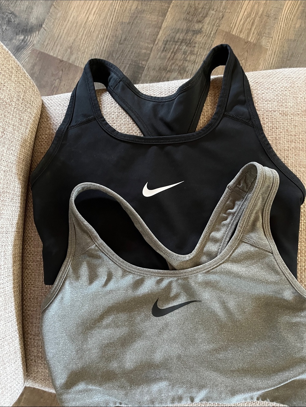 Nike Women’s Racerback Sports Bras in Black and Gray - Pack of 2